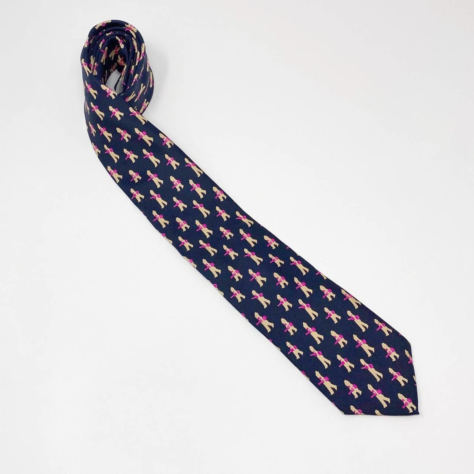 Allyn Navy Blue "Happy New Year" 100% Silk Fine Novelty Tie